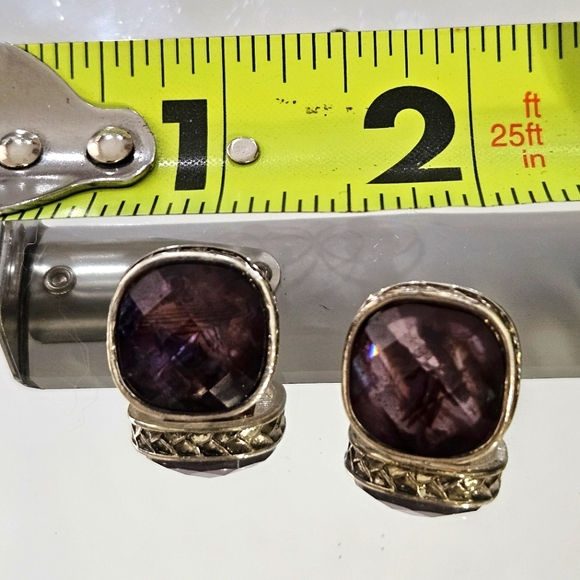 Purple & Abalone Shell Studs - Picture 1 of 4